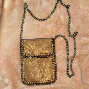 Chain Strap Tan Leather Crossbody Bag